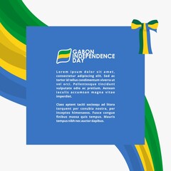 Sticker - vector illustration of 17th August Gabon Happy Independence Day. Web header or banner design with stylish text 17th August and Abstract ornament Background.