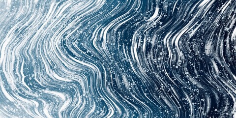 Poster - Abstract art fluid wavy surface curve lines in blue and white for backgrounds, banner in concept winter season.