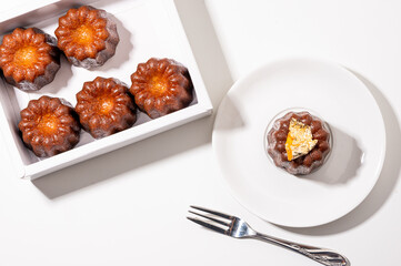 Sticker - Canneles de bordeaux ,Traditional French sweet dessert,food concept.