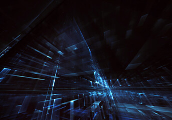 Fototapete - Technological textured background. Fractal graphics. Science and technology concept.