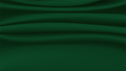 Abstract silk vector background.Luxury cloth or liquid soft wave.Dark green fabric texture.Creases of satin, ripple and Smooth elegant cotton.Silky surface 3d material for product advertising design