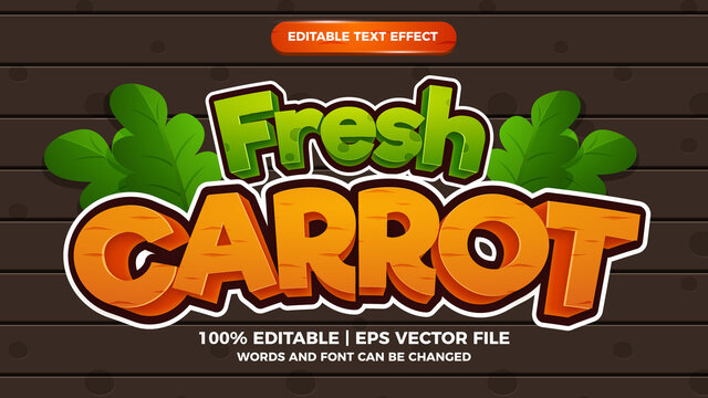Fresh carrots editable text effect comic cartoon games style