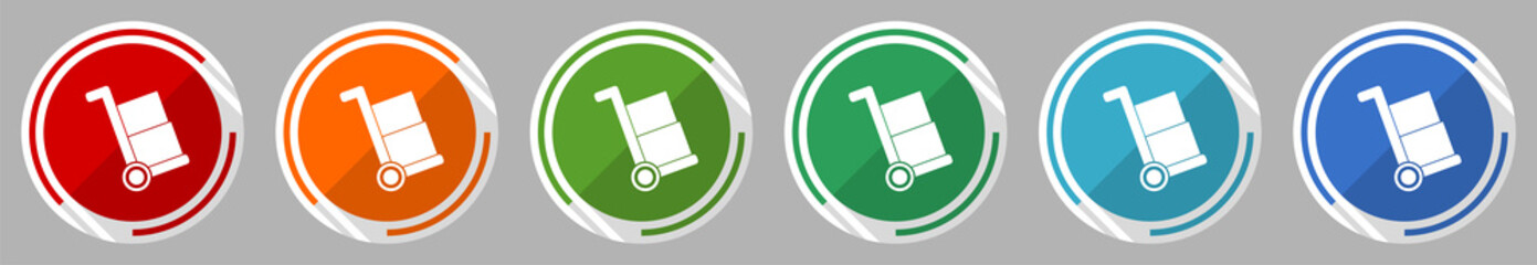 Poster - delivery service, shipping barrow icon set, vector illustration in 6 colors options for webdesign an