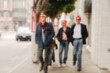 Face recognition signs and tags on people faces. Privacy and personal data protection.