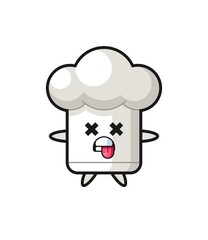 Sticker - character of the cute chef hat with dead pose