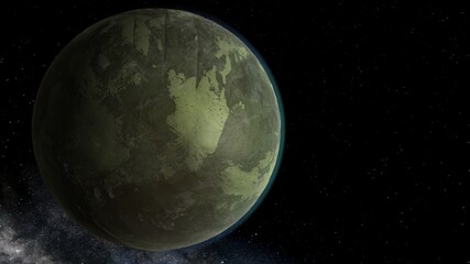 Wall Mural - super-earth planet, realistic exoplanet, planet suitable for colonization, earth-like planet in far 