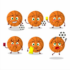 Canvas Print - Basketball cartoon character working as a Football referee