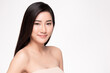 © kitthanes  - Beautiful young asian woman with clean fresh skin on white background, Face care, Facial treatment, Cosmetology, beauty and spa, Asian women portrait.