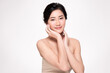 © kitthanes  - Beautiful young asian woman with clean fresh skin on white background, Face care, Facial treatment, Cosmetology, beauty and spa, Asian women portrait.