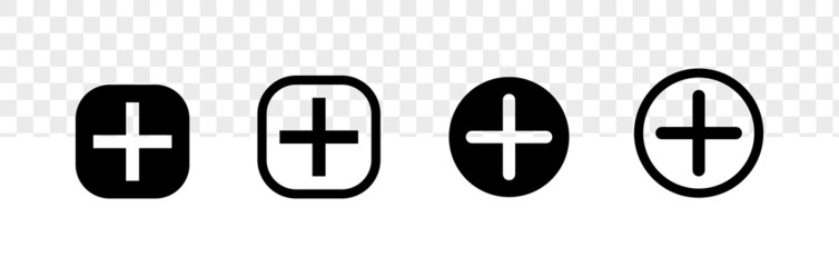 Poster - Add more icon best for mobile application interface. Set of plus sign isolated on transparent background.
