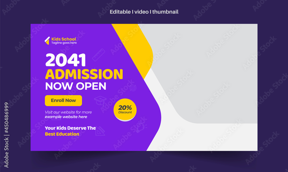 Abstract Editable thumbnail design for any videos. Kids school ...