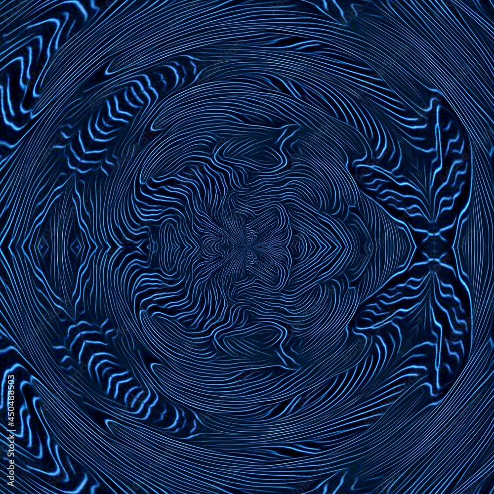 shades of blue curved contour lines on a black background making unique ...