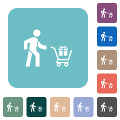 Poster - Shopping person with gifts rounded square flat icons