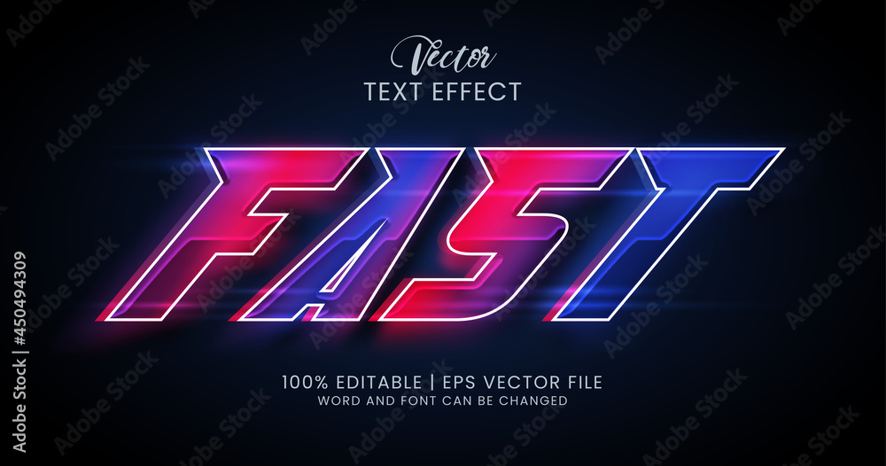 Go Fast Text Fast editable text effect style Stock Vector | Adobe Stock