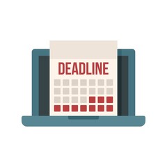 Poster - Deadline laptop calendar icon flat isolated vector