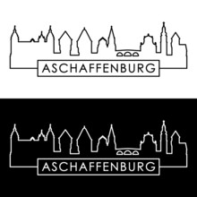 Aschaffenburg Skyline. Linear Style. Editable Vector File.