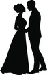 © Елена Челышева - the bride and groom are standing side by side, black and white silhouettes