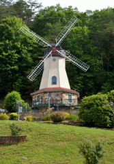 Windmill landmark at historic Helen, Georgia, USA.