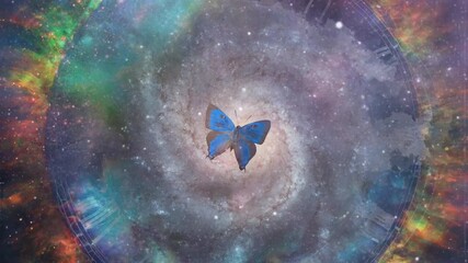 Sticker - Butterfly and galaxy inside circle of fire