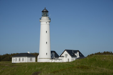 Sticker - Scenic view of the Lighthouse of Hirtshals in Denmark against a clear blue sky