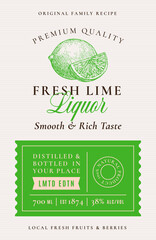 Wall Mural - family recipe lime liquor acohol label. abstract vector packaging design layout. modern typography b