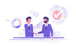 © lankogal - Two businessmen shake hands with each other after a successful deal. Partnership concept. Handshake of two men. Modern vector illustration.
