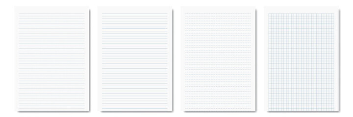 Poster - pieces of notepad and notebook isolated on white for pattern and design