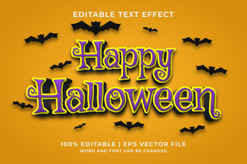 Wall Mural - Editable text effect - happy halloween 3d template style Premium Vector