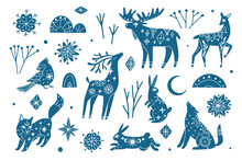 Winter Collection Of Mystic Blue Animals