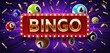 Winner poster with lottery balls with numbers, confetti and golden bingo. Realistic lotto game big win background. Gambling vector concept