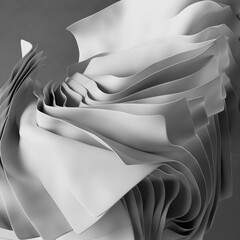 Wall Mural - 3d render, abstract background with folded textile layers, white cloth macro, fashion wallpaper