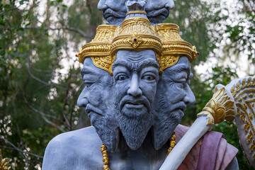 Wall Mural - Many heads statue on the street near buddhist temple, Thailand