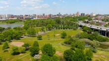 Aerial View Of An Open Field At Flushing Meadows - Corona Park