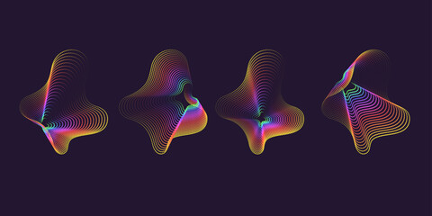 Poster - Vector abstract background with dynamic waves, line and particles.