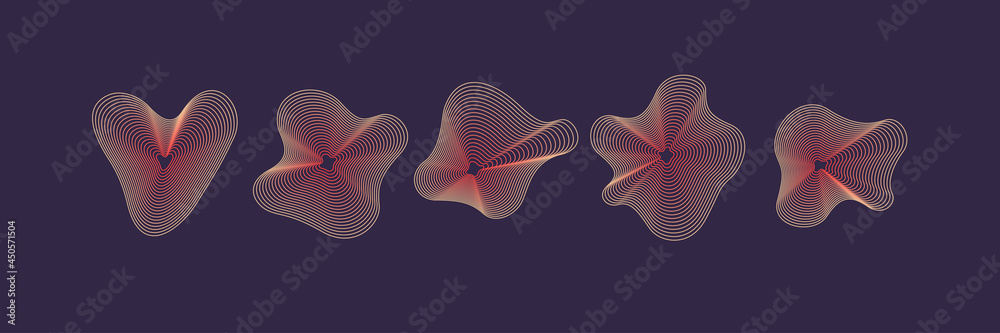 A set of amorphous shapes on a dark background. Abstract vector elements for your design. Graphic images for creativity. - obrazy, fototapety, plakaty 