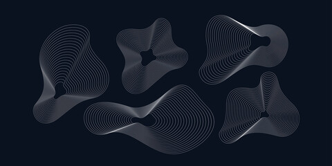 Poster - A set of amorphous shapes on a dark background. Abstract vector elements for your design. Graphic images for creativity.