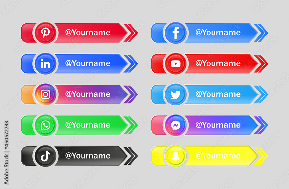 Modern social media icons logos - network platform banners buttons ...