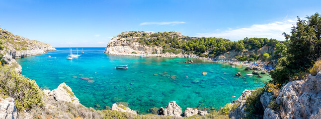 Wall Mural - Anthony Quinn Bay panorama on Rhodes island, Greece