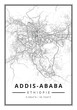 Street map art of Addis Ababa city in Ethiopia - Africa