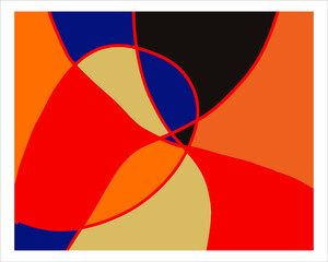 Poster - trendy background with abstract and dynamic shape elements in multiple colors. colored abstract comp