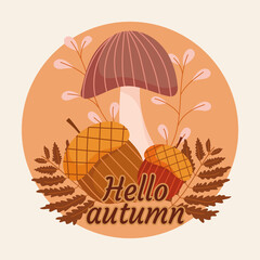 Sticker - hello autumn round label