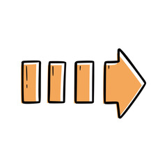 Aufkleber - Orange arrow element. Doodle sketch scribble style. Hand drawn arrow vector illustration for right marker.