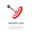 Vector illustration of arrow logo hitting the target. Suitable for design element of company logo, symbols of efficiency, and accuracy. 