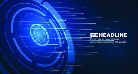Poster - science and technology a vector background of high-speed luminous lines emitted by a circular turnta