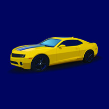 Vector Drawing Like A Photo Of A Yellow Sports Car. Sports Car. Vector Illustration. Wallpaper.
