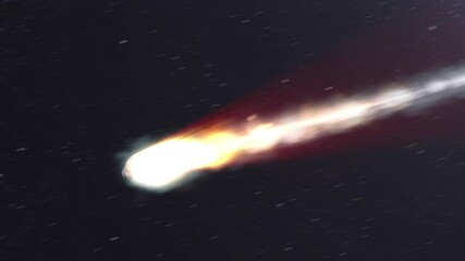 Wall Mural - fast blazing asteroid meteor flying in space, realistic vision meteor burning on fire in outer space