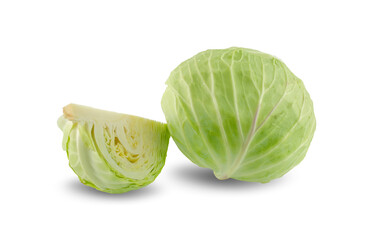 Wall Mural - green cabbage isolated on white background