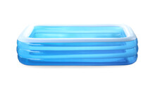 Inflatable Paddling Pool Blue, Without Water Empty. Pool Kiddy Isolate.