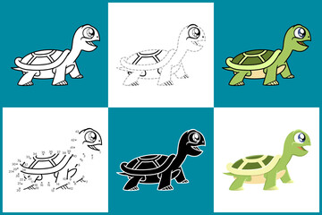 Set of cartoon TURTLE in 6 styles