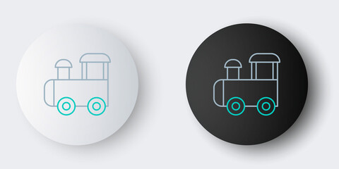 Poster - Line Toy train icon isolated on grey background. Colorful outline concept. Vector